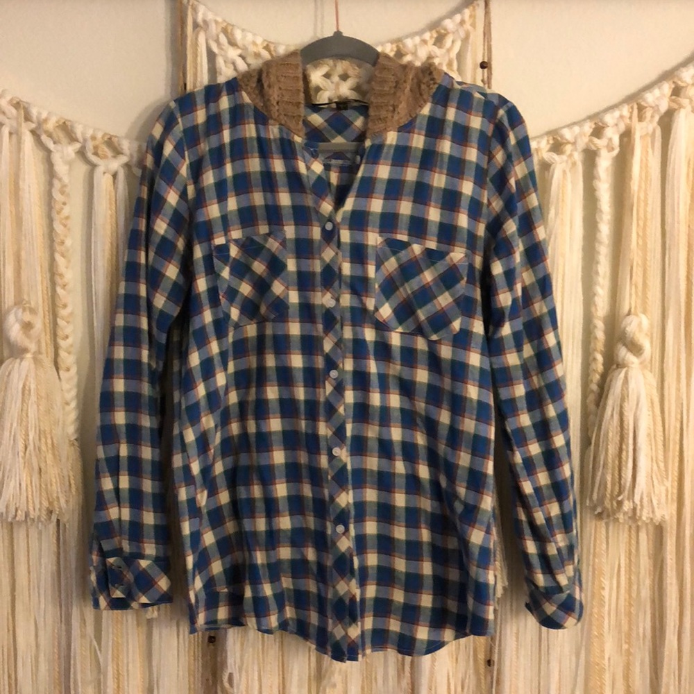 Knit hooded flannel